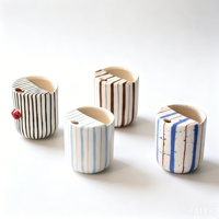 Mug Kopi Keramik 10 oz dengan Lubang Sedotan, Mug Teh Keramik Lukis Tangan Retro, Cangkir Cappuccino Latte untuk Dapur, Ruang Makan, dan Perjalanan