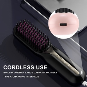 Charging Lazy Mini Straightening <b>Heating</b> Comb Hair Ptc Straightener New Wireless Brush Dual-use Portable Straightener Brush Hair - Product Image 5