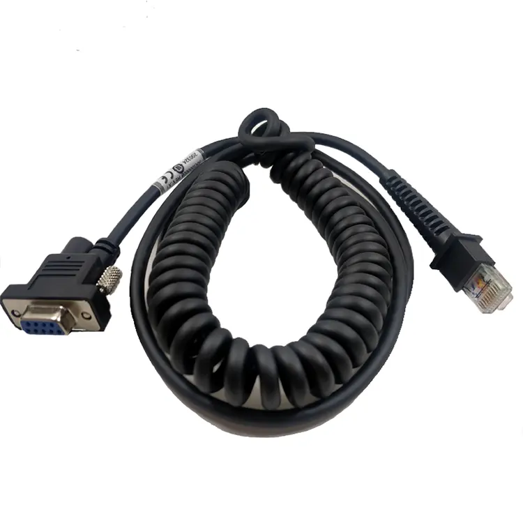 Printer Parts RS232 Serial to RJ45 Rj50 Coiled pos Cable for Datalogic D100 D130 GD4130 GD4400 QD2130 Compatible Barcode Scanner