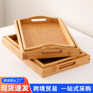 Plateau rectangulaire en bambou, couleur naturelle, style simple, pour servir thé, gâteaux, pain, pâtisseries à la maison - Product Image 5