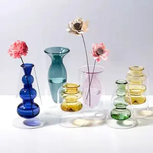 Hoge Kwaliteit Luxe Mode Design Hoge Borosilicaat Geblazen Glas Vaas Tafelblad Decoratie Bloemenvaas