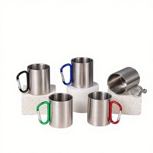 Taza de Acero Inoxidable de Alta Calidad para Senderismo, 220 ml, 300 ml, 500 ml, con Boca Ancha y Mosquetón para Escalada - Product Image 1