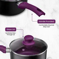 Set Panci dan Wajan Aluminium Anti Lengket, Set Peralatan Masak, Wajan Goreng, Panci Casserole dengan Tutup, Panci Saus, dan Peralatan Masak Lainnya, Set Masak 11 Buah