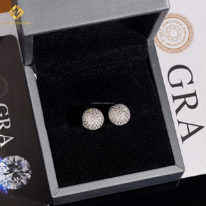 ZUANFA JEWELRY Moissanite Ball <b>Stud</b> Earrings 925 <b>Silver</b> 18K Gold Plated Micro Pave Round Brilliant Cut Luxury Unisex - Product Image 3