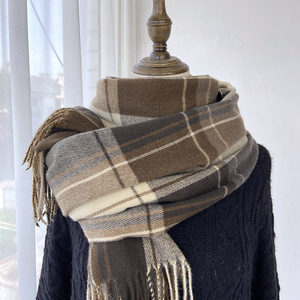 Autumn and Winter High-end Women's Plaid Tassel <b>Shawl</b> Thickened Warm Scarf - Product Image 1