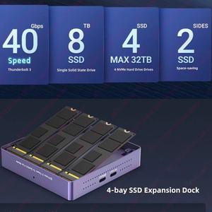 Boîtier <span class=keywords><strong>RAID</strong></span> NVMe 4 baies en aluminium OEM, Thunderbolt 4 40 Gbit/s, refroidissement par turbine, compatibilité Mac/Win, prise en charge individuelle du <span class=keywords><strong>RAID</strong></span> - Product Image 3