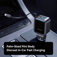 Chargeur de voiture rétractable USB-C portable 4-en-1 avec charge rapide 84W PD 3.0 QC 3.0, affichage numérique LED, 2 câbles adaptateurs, ordinateur portable, CE FCC