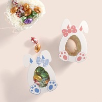 Boîte en carton pour cadeaux et bonbons, kits de loisirs créatifs DIY, décoration de fête de Pâques, motif lapin de dessin animé, boîte à gâteau avec fenêtre, boîte à biscuits de dessin animé, vente en gros