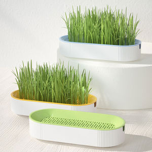 Pot d'herbe en pot <span class=keywords><strong>paresseux</strong></span> hydroponique sans sol boîte de plantation pot d'herbe de chat culture de graines de blé du chat collation en gros - Product Image 4
