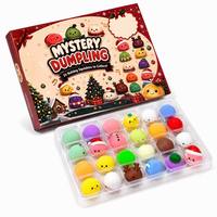 Boîte Mystère de Jouets Squishy en Forme de Ravioli, Lot de 24 Pièces, Cadeau de Noël, Jouets Squishy Doux à Presser