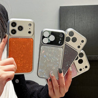 Coque de protection antichoc en PC rigide avec grande fenêtre pour appareil photo, finition époxy marbrée holographique pour iPhone 17 Max 16 Pro Max