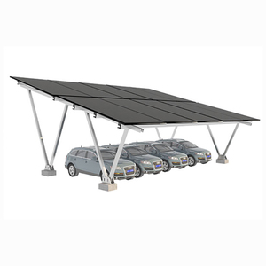 Pérgola de aparcamiento de aluminio resistente al agua con estructura solar personalizada de 15KW y 20KW para base de pradera de tierra - Product Image 1