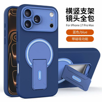 Nouvelle Coque de Téléphone Magnétique à Blocs de Couleurs avec Support pour iPhone 17/16/15/14/13/12, Couverture Intégrale et Trou de Caméra Précis