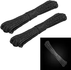 Hot sale Camping Mini 550 Black Polyester Buy Paracord Type 3 Parachute Cord 100ft Feet Reflective Rope