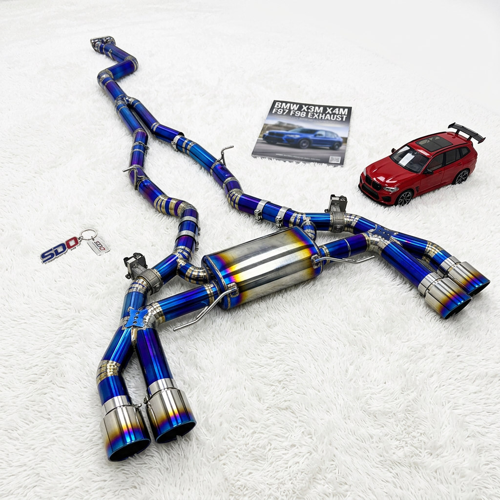 VantaFlow Titanium Valvetronic Catback Fit for BMW X3M X4M F97 F98 3.0T 2019-2023 Burnt Blue With Muffler Exhaust