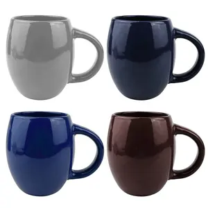 Benutzer definierte Logo-Unterstützung kleine Bestellung Menge 20 Unzen glänzend himmelblau schwarz Kaffeetassen Keramik Kaffeetasse Paar Tassen