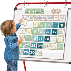 Calendario mensual de bolsillo para el aula, tarjetas de 2.75 x 2.75, gestión del tiempo, regreso a clases, diseño moderno - Product Image 3