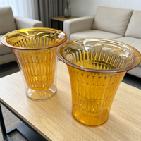 Maceta Moderna Transparente Color Ámbar con Autorriego, Maceta Inteligente con Absorción Automática de Agua para Plantas de Interior