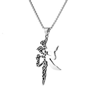 Yunnique – collier avec pendentif en forme de lettre en acier inoxydable pour hommes, design géométrique, bijoux cadeau - Product Image 5