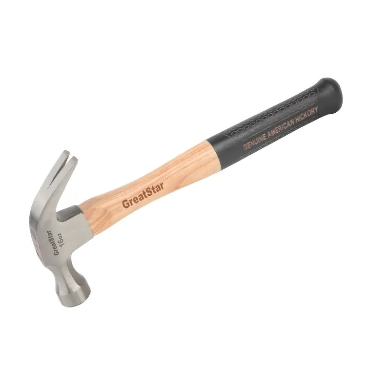 Commercio all'ingrosso OEM 20OZ forgiato testa in acciaio ad alto tenore di carbonio Rip Claw Hammer 20OZ strutturato Grip Hickory Handle Claw Hammer