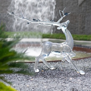 Sculpture de cerf en résine transparente de luxe léger, installation artistique pour l'entrée d'hôtels et de clubs, personnalisable, Chine - Product Image 4