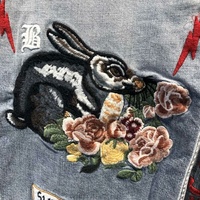 Manteaux d'équitation Y2K avec logo personnalisé Vestes pour hommes en denim de travail rapiécées Veste en jean délavé avec broderie