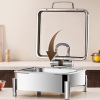 Ensemble électrique de buffet de chauffe-plats de luxe en acier inoxydable argenté de 9L pour la restauration d'hôtel