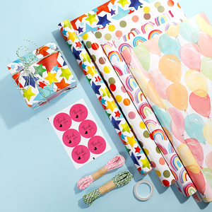 Wholesale Birthday Star Printing Gift <b>Wrapping</b> <b>Paper</b> 43*300 cm Colorful <b>Roll</b> Everyday <b>Paper</b> - Product Image 6