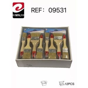 Set di pennelli da pittura 12 pezzi con manico in legno e punta rossa per dipingere e decorare - Product Image 3