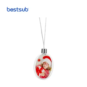 BestSub Grosir Sublimasi Kosong Menggantung Bulat Ornamen Peppermint Plastik Bening Ornamen Bola Datar Pernak-pernik Natal