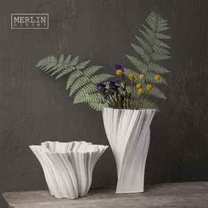 Merlin vaso para flores, vaso com estampa 3d, estilo nórdico, decoração de casa, sala de estar, vaso de floco de neve, ornamento para vaso de flores