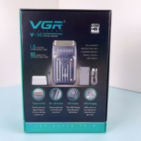 VGR-Rasoir électrique professionnel à barbe en métal V-363, rasoir rechargeable sans fil à double lame en métal pour hommes