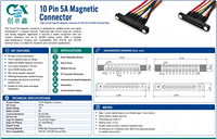 Connecteur magnétique Pogo Pin personnalisé 10 broches, pas de 2,54 mm, avec oreilles de montage, en cuivre plaqué or, 12V 5A, et câble VH3.96 pré-câblé