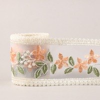 Un seul côté broderie fleur feuilles dentelle bricolage arc cheveux accessoires tir accessoires maison tissu ruban