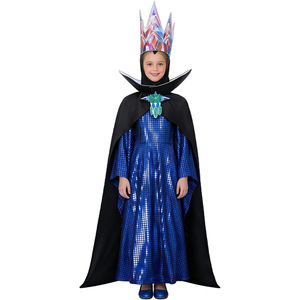 Conjunto de disfraz de Reina Malvada para niñas, vestido azul con corona y capa, disfraz para fiesta de Halloween - Product Image 1