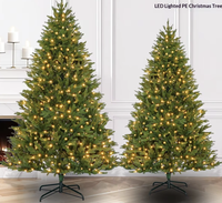 Hochwertiger Verschlüsselter Vollkunststoff-Weihnachtsbaum für Innenräume Luxuriöse Dekoration Metallständer Steckbar Warmweißes Licht 5-10 Fuß