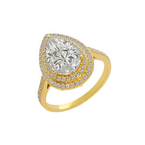 Anel de casamento clássico, anel de ouro sólido com pedra grande de luxo 14k 18k - Product Image 1