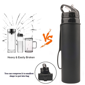 Botella de Agua Plegable de Silicona de 19 oz, Libre de BPA y a Prueba de Fugas, Reutilizable y Ligera para Viajes y Bebidas - Product Image 3