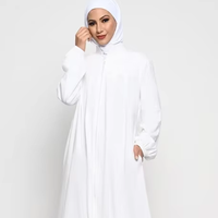 Abaya à col montant et fermeture éclair intégrale pour femmes musulmanes, robe longue islamique à manches longues avec poches