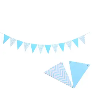 Outdoors Christmas New Year Birthday Wedding Hen Party Decoration Rose Gold Blue Metallic Banner Pennant Triangle Flag Garland