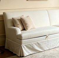 PZCN HOME Housse de canapé en lin sur mesure avec jupe pour canapé d'angle en L pour salon, hôtel, appartement
