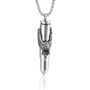 Bijoux secret en forme d'aigle, design de balle, collier avec pendentif en argent et or en acier inoxydable, ceintures d'urn, création