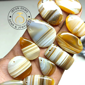 Lote de Cabujones de Ágata Amarilla Banda de Oro 100% Natural de Alta Calidad, Precio al por Mayor, Lote de Cristales de Ágata Amarilla Banda de Oro Hechos a Mano, Precio al por Mayor - Product Image 1