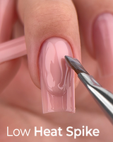 Gel dur Hema TPO Free pour extension d'ongles UV, auto-nivelant, faible chaleur, rose nude pailleté, OEM, logo personnalisé, fournisseur d'usine