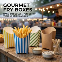 Gobelets à frites en papier imprimé, contenants jetables pour collations, pour les sorties à la plage, les excursions en camping, les fêtes au bord de la piscine, emballage durable pour plats à emporter