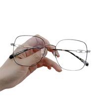 Gafas Ópticas de Nuevo Estilo para Mujer, Diseño Poligonal Punk de Moda, Montura Completa Metálica, Lentes de PC, Monturas Delgadas que Favorecen el Rostro