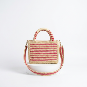 Bolso de Hombro de Rafia para Mujer, Estilo Bohemio a Rayas, con Flores, para Uso Diario de Verano, con Dos Asas y Cierre de Cremallera - Product Image 4
