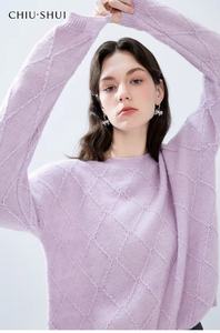 Autumn Female <span class=keywords><strong>Cashmere</strong></span> Wool Sweater Lose Rundhals ausschnitt Dünn schnitt Strick hemd mit bequemer Passform - Product Image 2