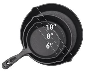 <span class=keywords><strong>DEBIEN</strong></span> Batterie de cuisine en fonte 6/8/10 pouces, écologique, pré-culottée, antiadhésive, ensemble de 3 pièces, design minimaliste, pour barbecue extérieur - Product Image 2