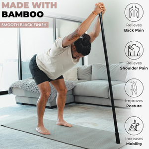 Bastone elasticizzato per Yoga in bambù naturale da 5 piedi con manici antiscivolo accessori per <span class=keywords><strong>Pilates</strong></span> Fitness - Product Image 4